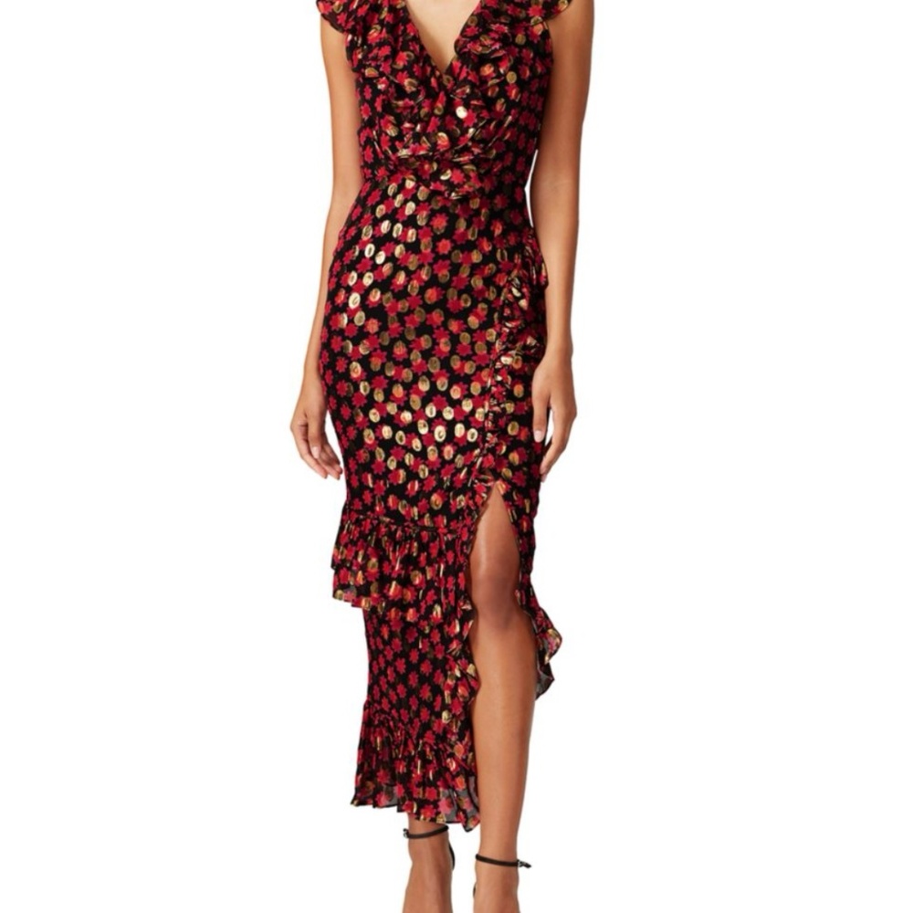 Salon - Anita Metallic Silk Blend Midaxi Dress